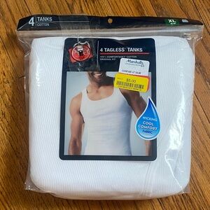 Men's White Tagless Tanks - 4 Pack